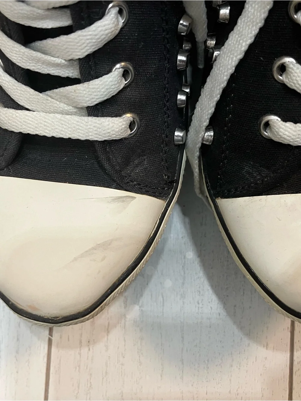 Rock & Candy Black and White Studded Wedge Sneakers